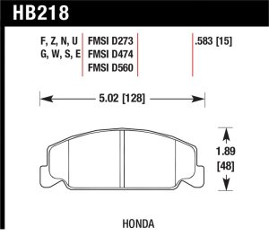 Honda Civic Brake Pad Set - Front - Hawk Performance - HP Plus - `92-`00